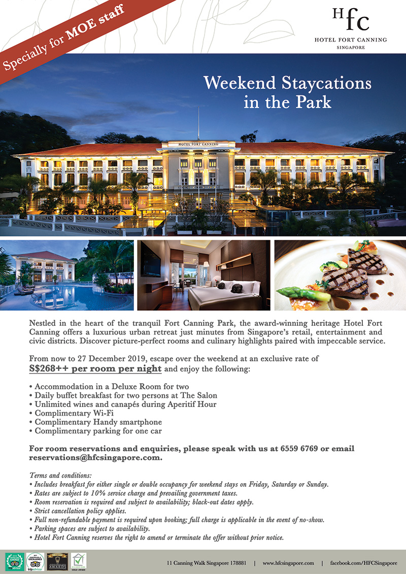 Hotel Fort Canning Weekend Staycation In The Park Valid Till 27 December 19 Ministry Of Education Sports And Recreation Club
